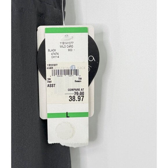 NWT Nine West Black 100% Silk Tunic Blouse Top Drawstring‎ Cinched Waist Sz L - Picture 5 of 10